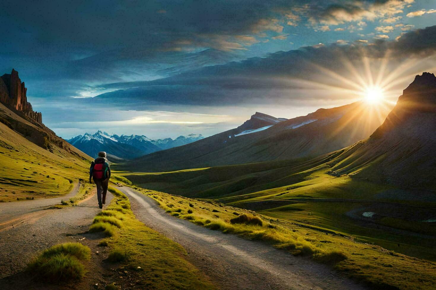 the road to the sun. AI-Generated photo
