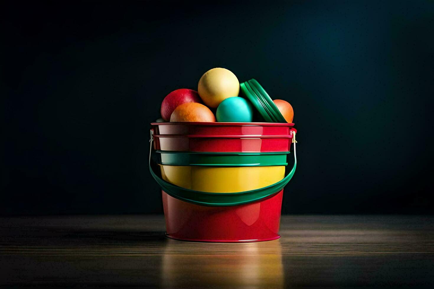 easter eggs in a bucket. AI-Generated photo