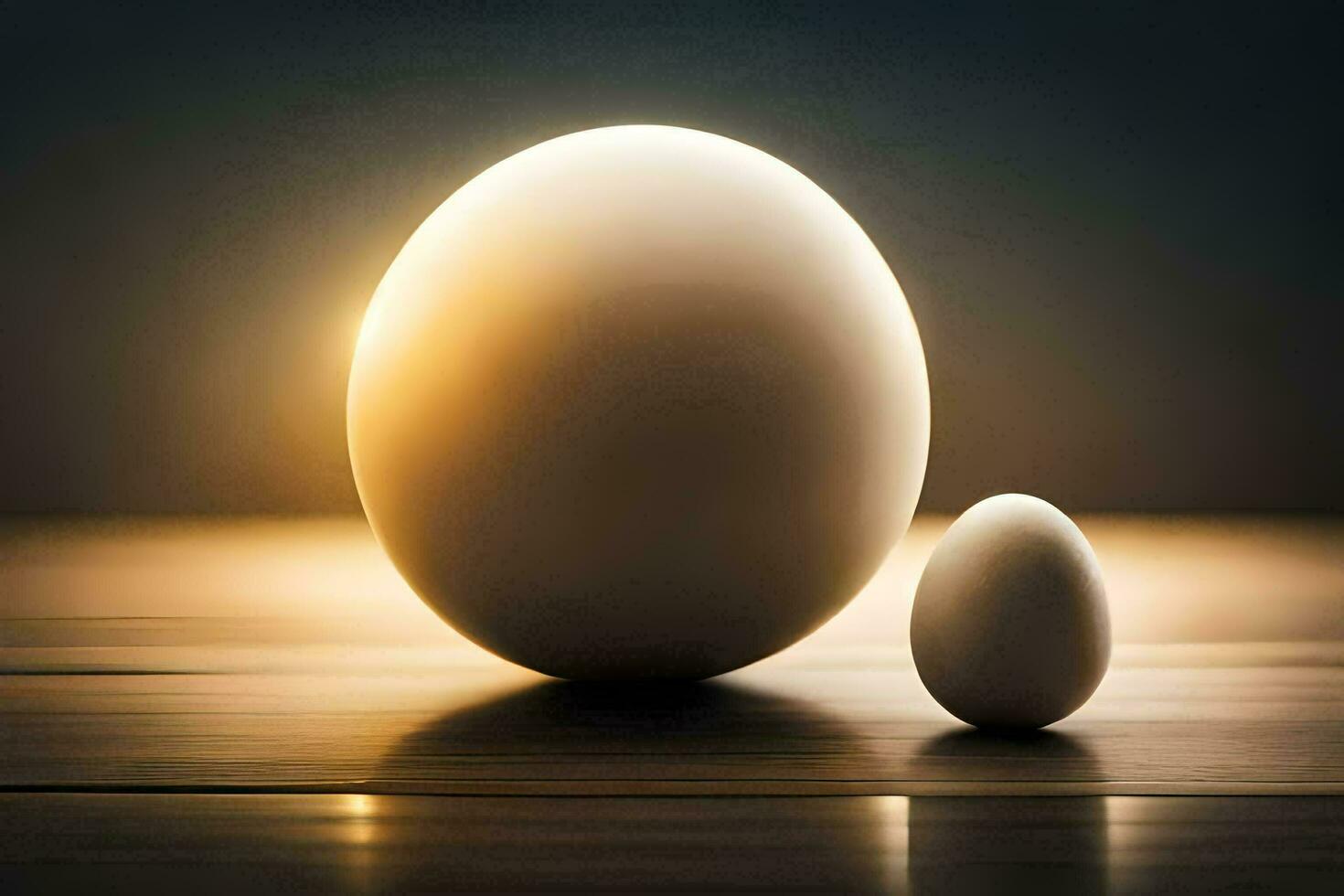 an egg and a small egg are shown next to each other. AI-Generated photo