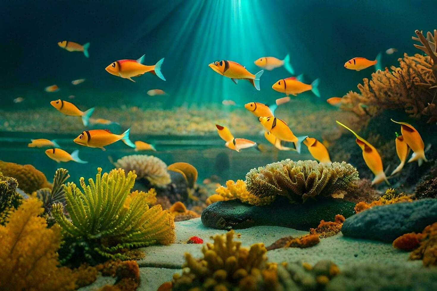 photo wallpaper the sea, coral, fish, coral reef, fish, coral reef, fish,. AI-Generated