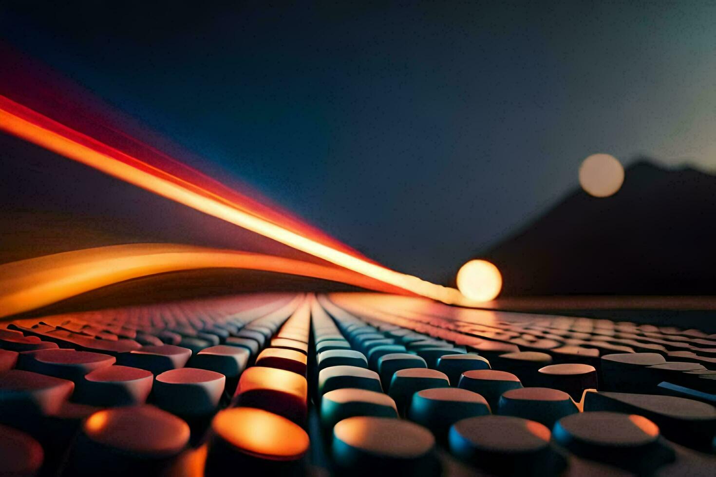 a close up of a keyboard with lights. AI-Generated photo