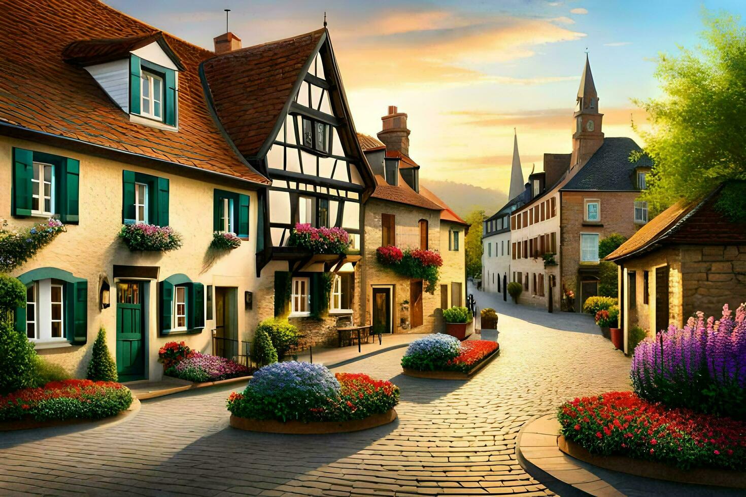 a street in the town of germany. AI-Generated photo