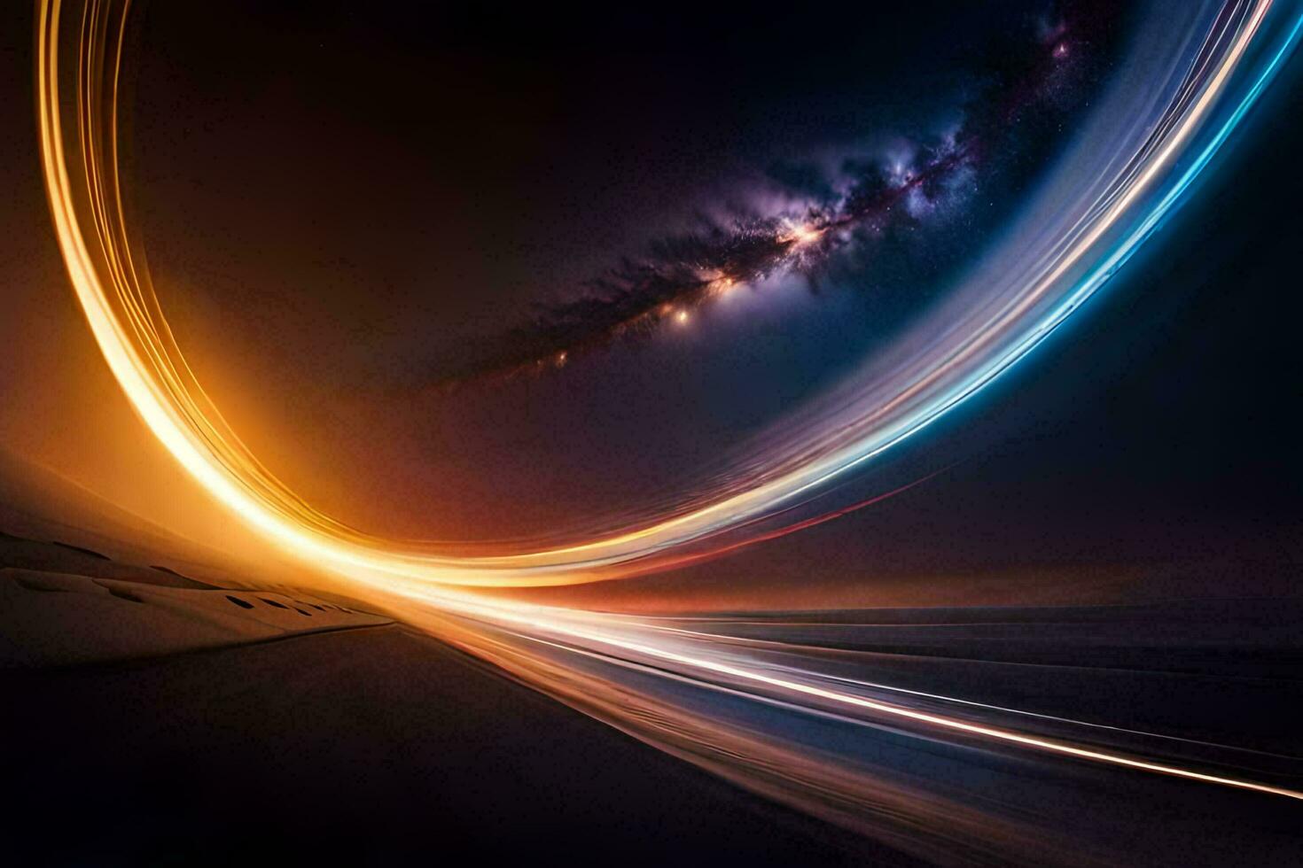 a long exposure photograph of a car driving through a dark tunnel. AI-Generated photo