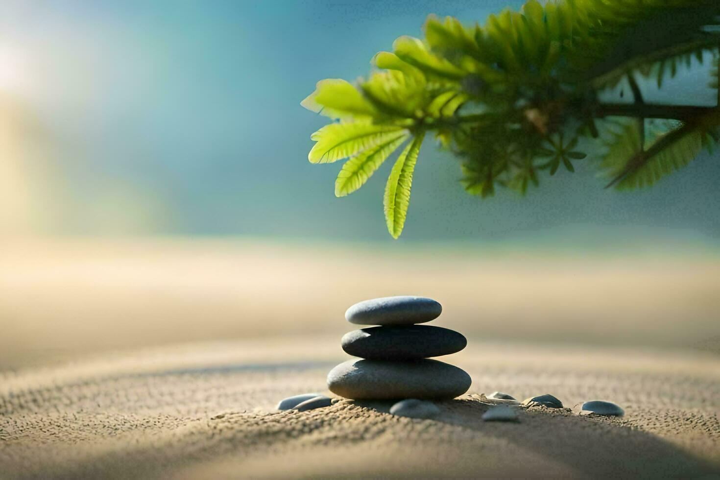 zen stones in the sand. AI-Generated photo