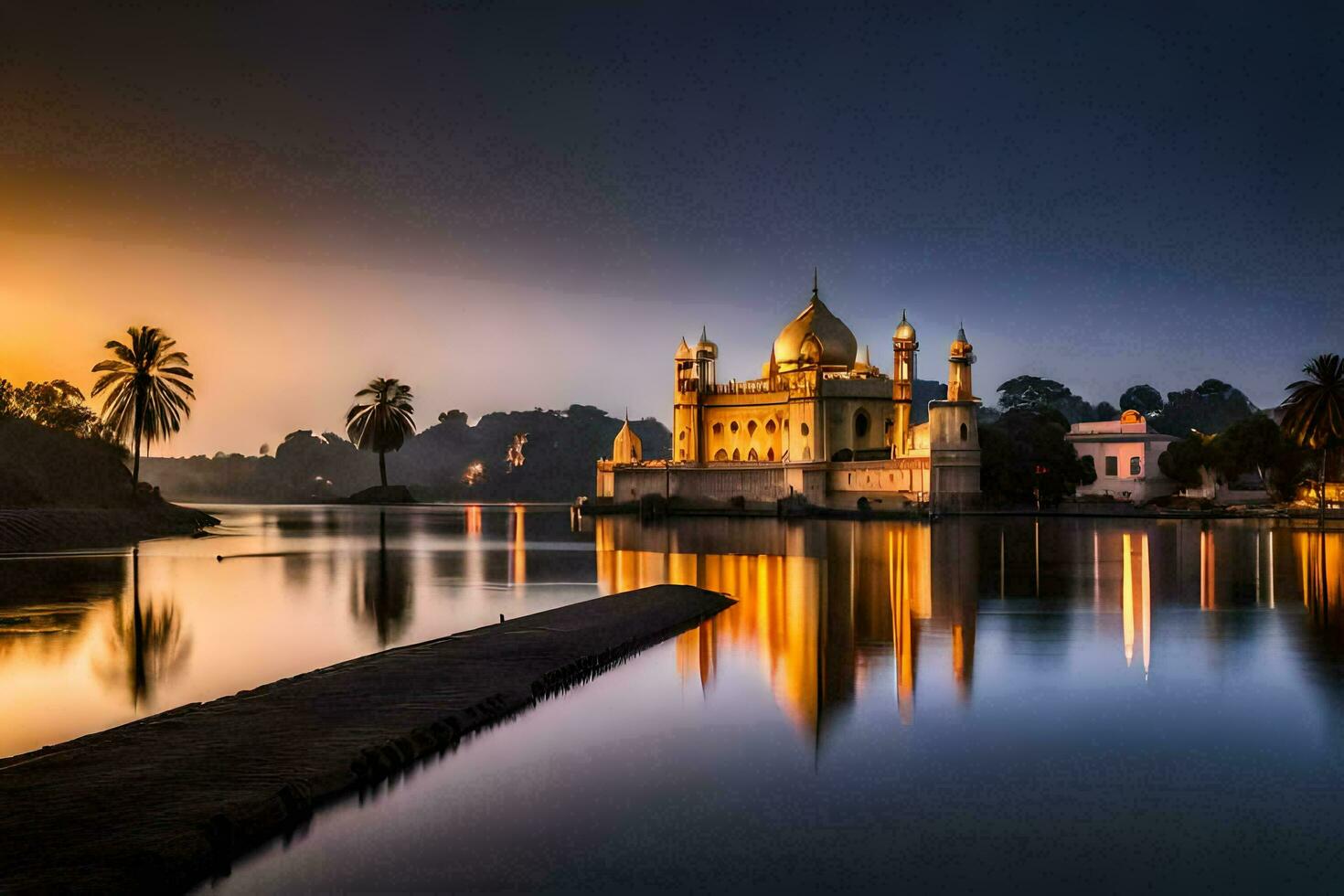 the golden temple at sunset in india. AI-Generated photo