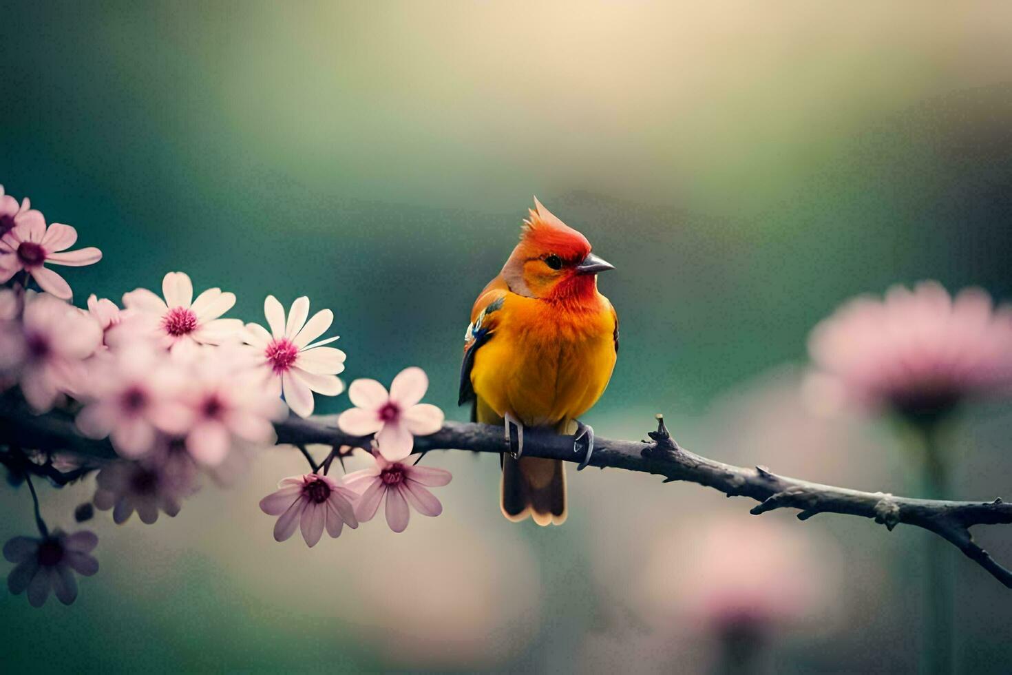 photo wallpaper the bird, flowers, bird, bird, bird, bird, bird, bird,. AI-Generated