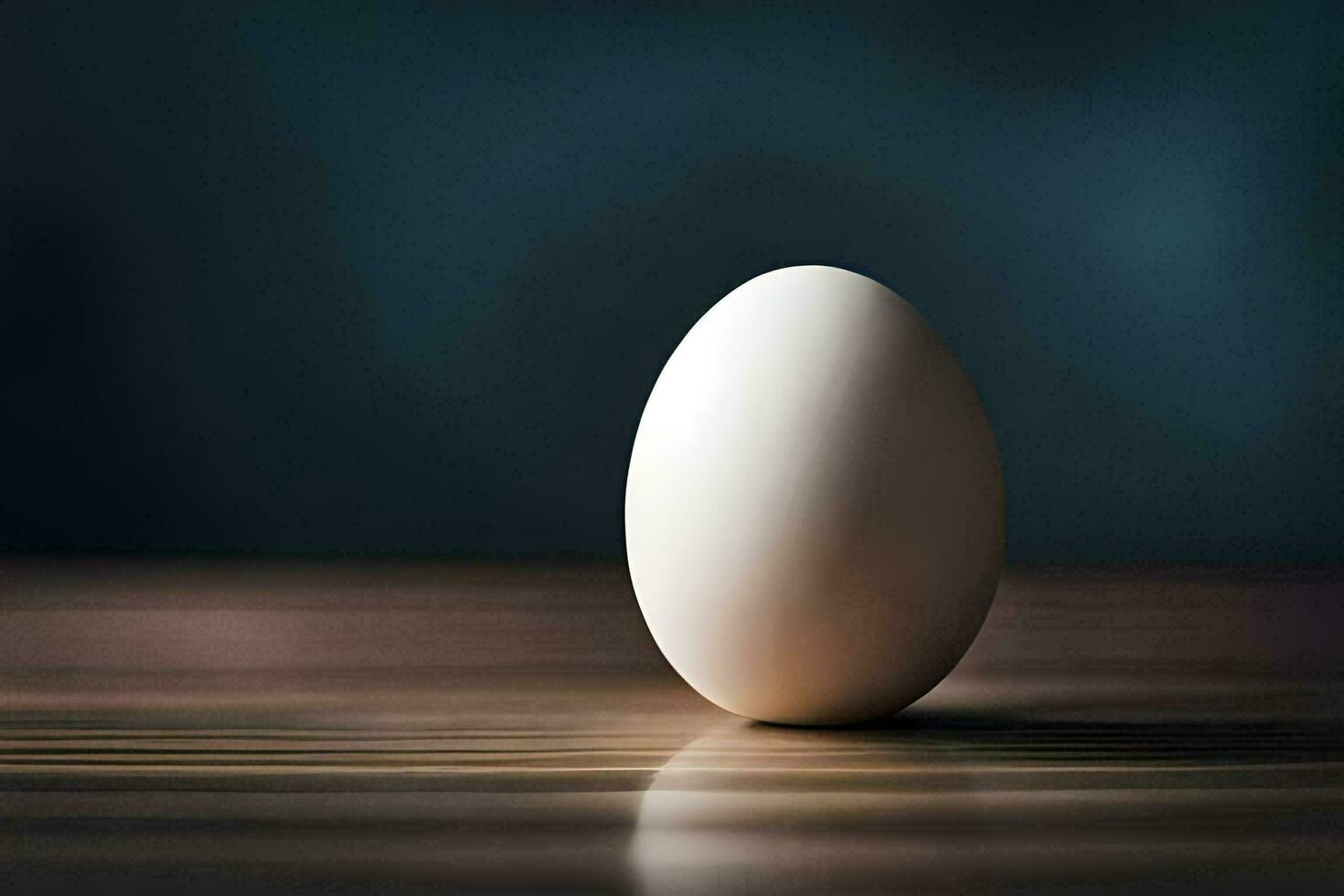 an egg sitting on a table with a dark background. AI-Generated photo