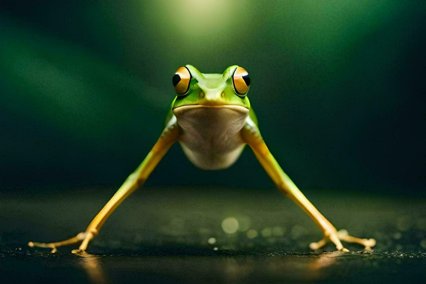 a frog is standing on its hind legs. AI-Generated photo