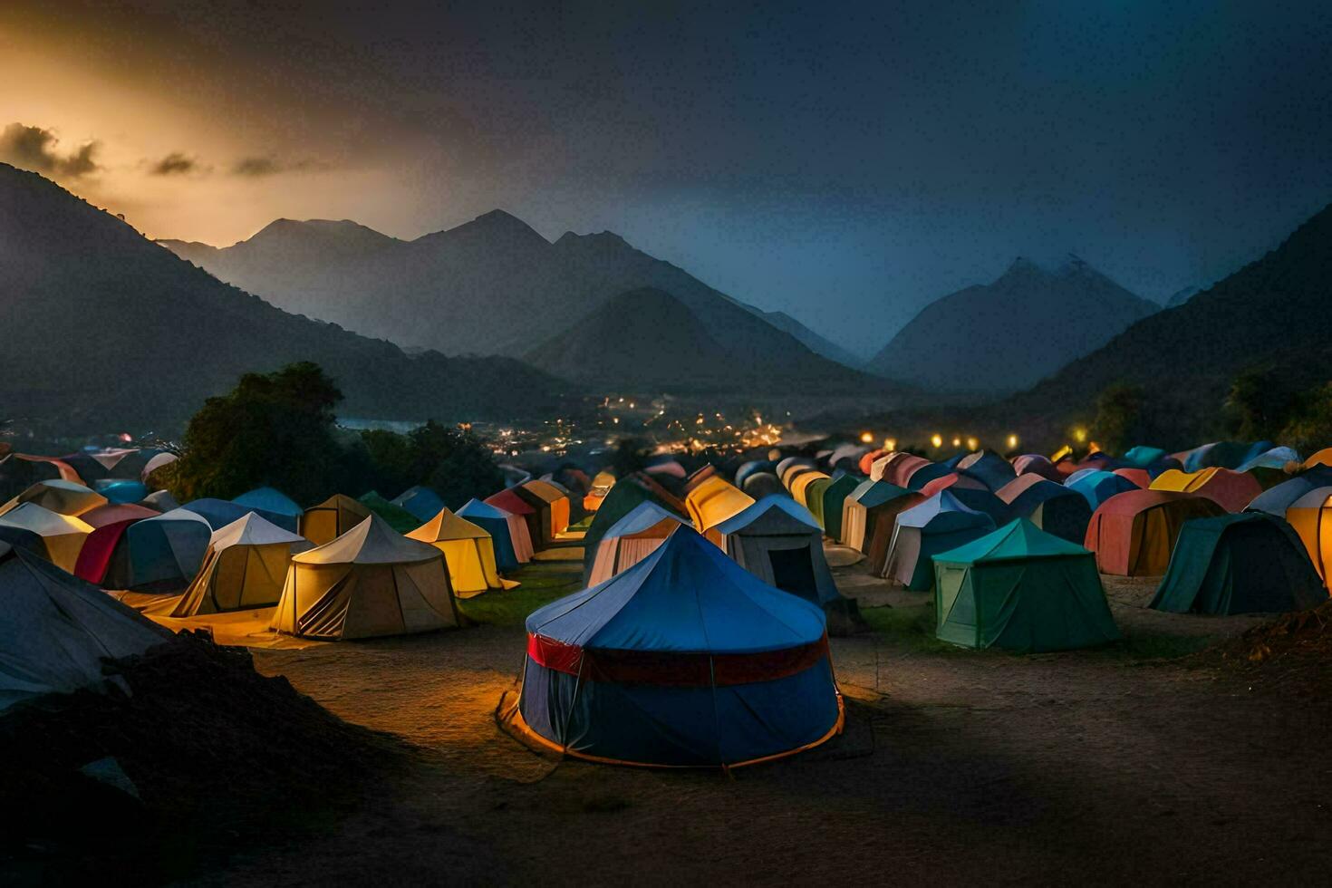 photo wallpaper the sky, mountains, tents, the night, the mountains, the sky, the. AI-Generated