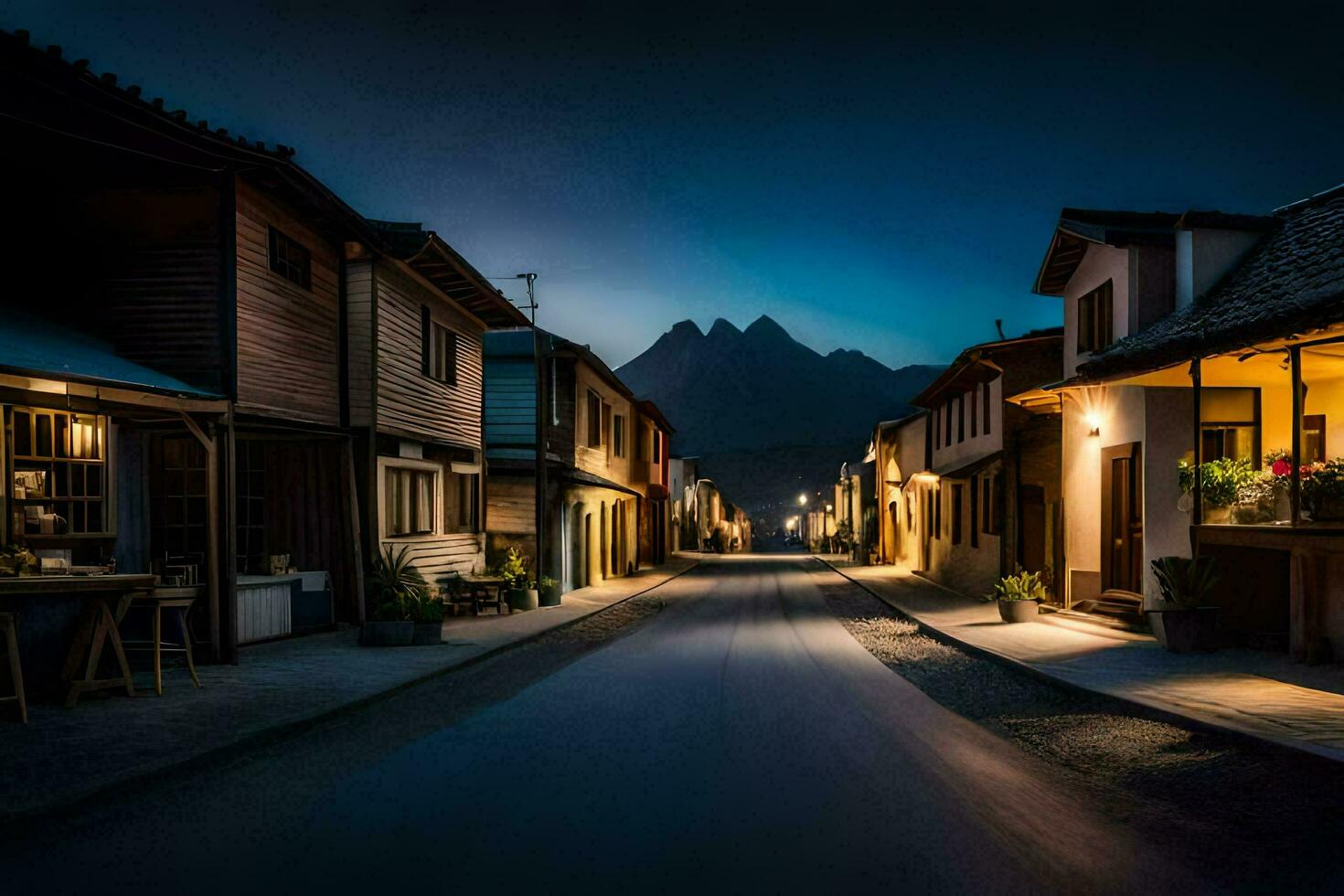 a street in the mountains at night. AI-Generated photo