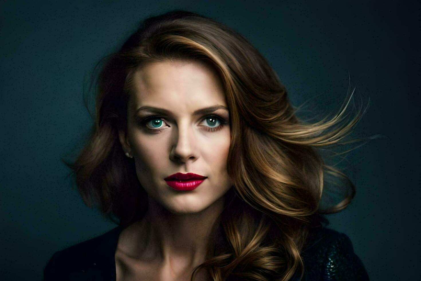 a beautiful woman with red lipstick and black dress. AI-Generated photo