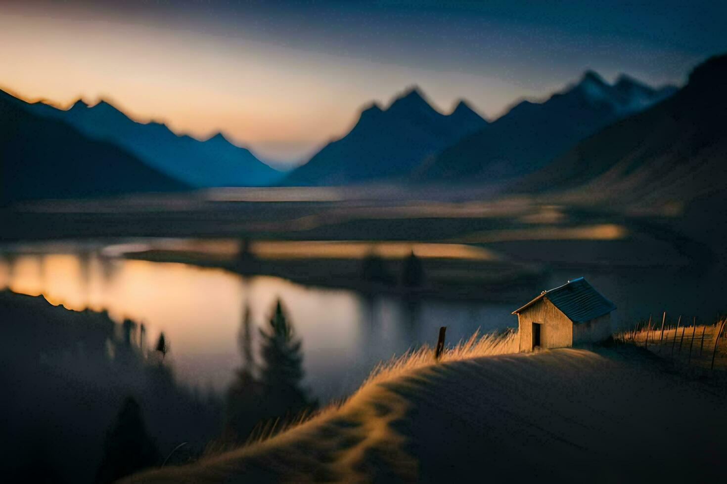 the house of the lake. AI-Generated photo