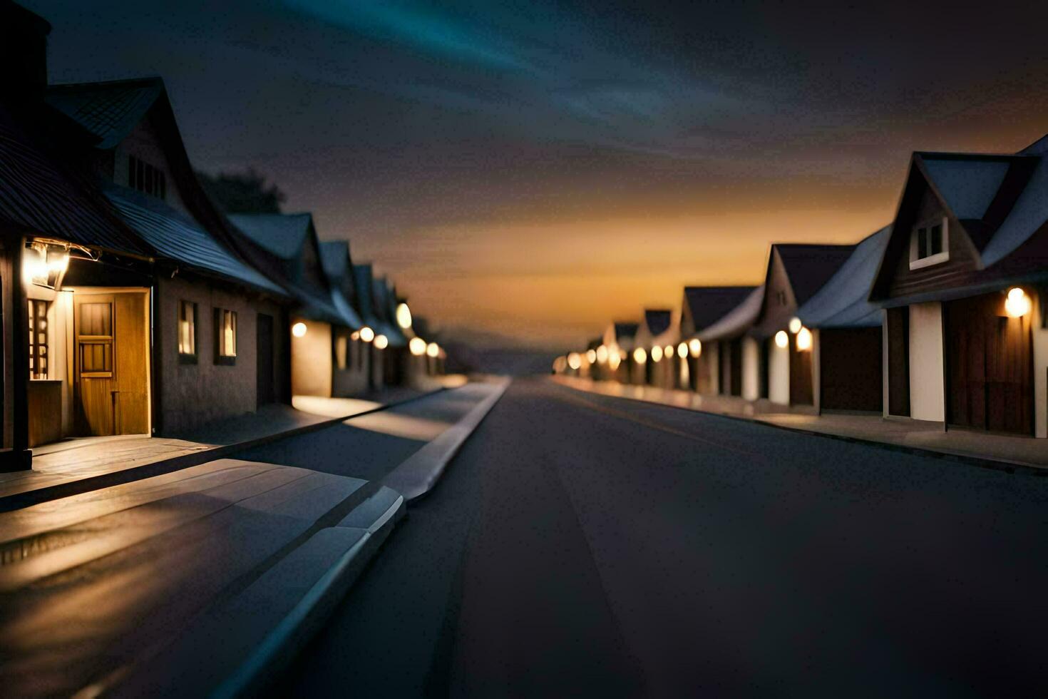 a long exposure photo of a street at night. AI-Generated