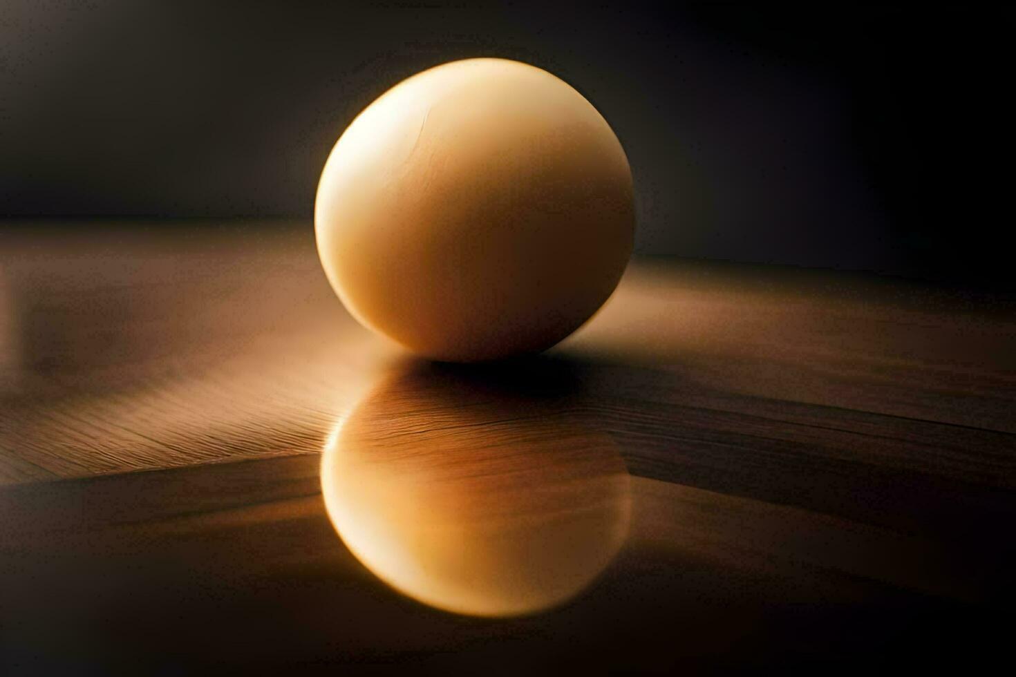 an egg sitting on a table with a reflection. AI-Generated photo