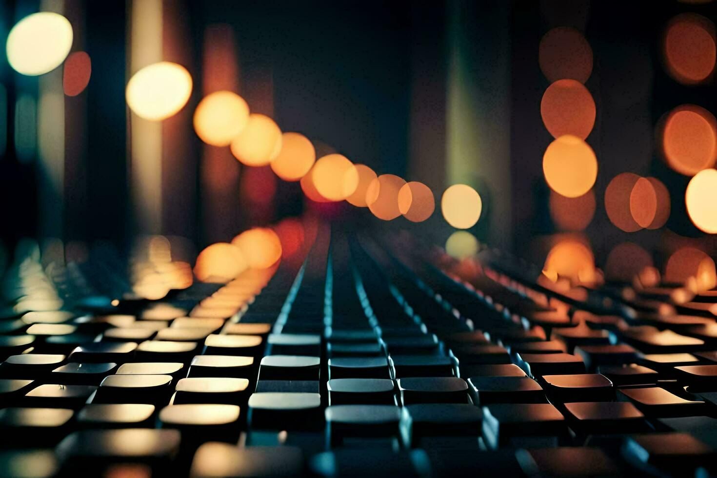 a close up of a keyboard with lights on it. AI-Generated photo