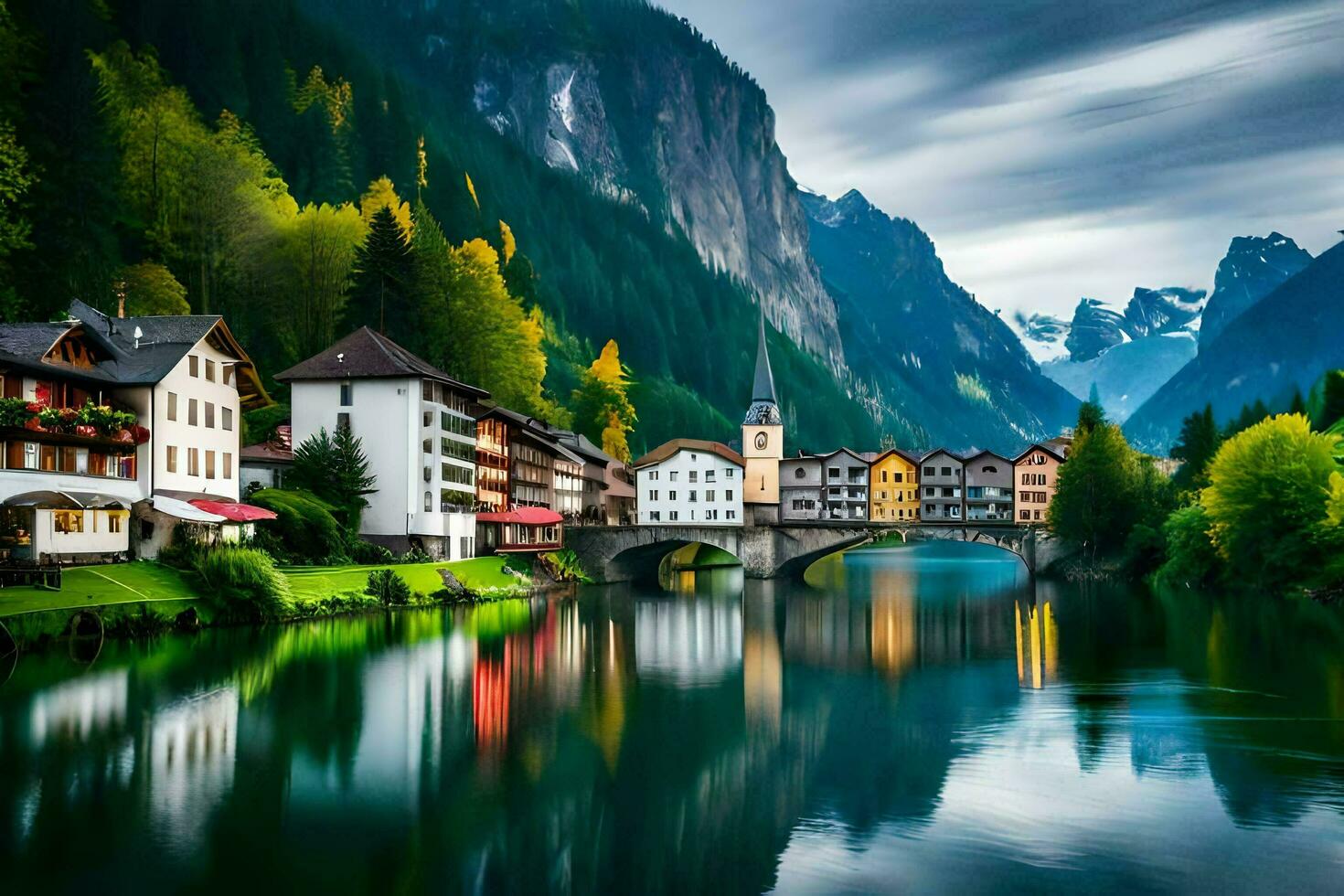 the beautiful town of hallstatt, austria. AI-Generated photo