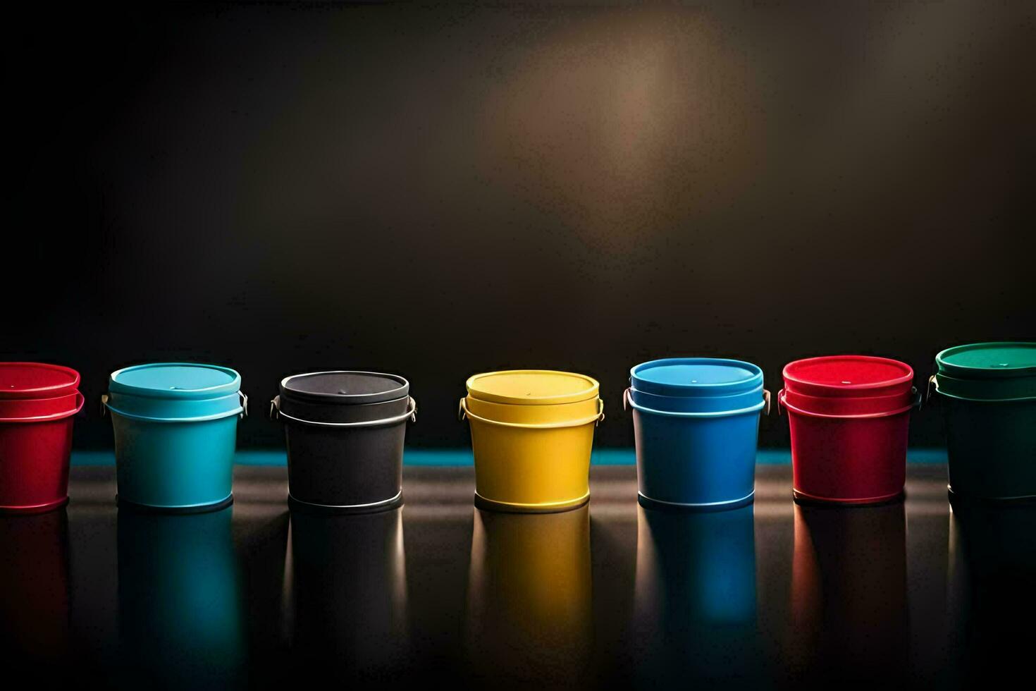 colorful cups on a black background. AI-Generated photo