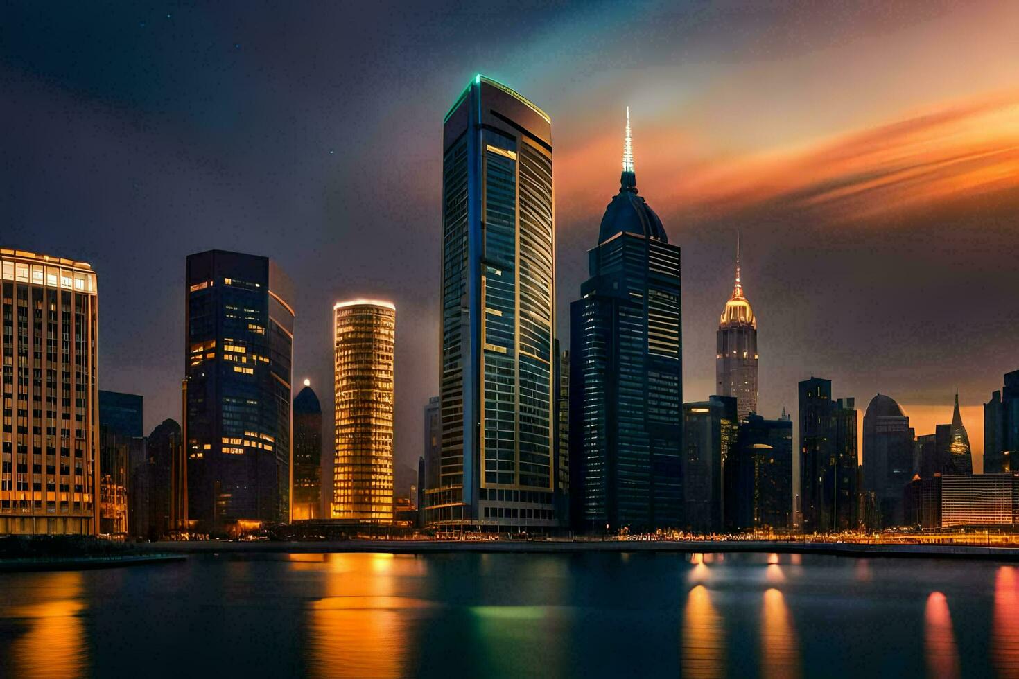 the city skyline at night in dubai. AI-Generated photo