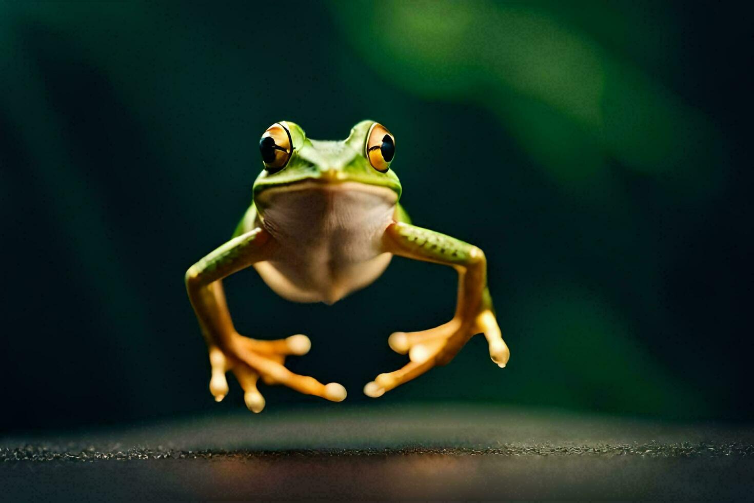 a frog jumping up in the air. AI-Generated photo