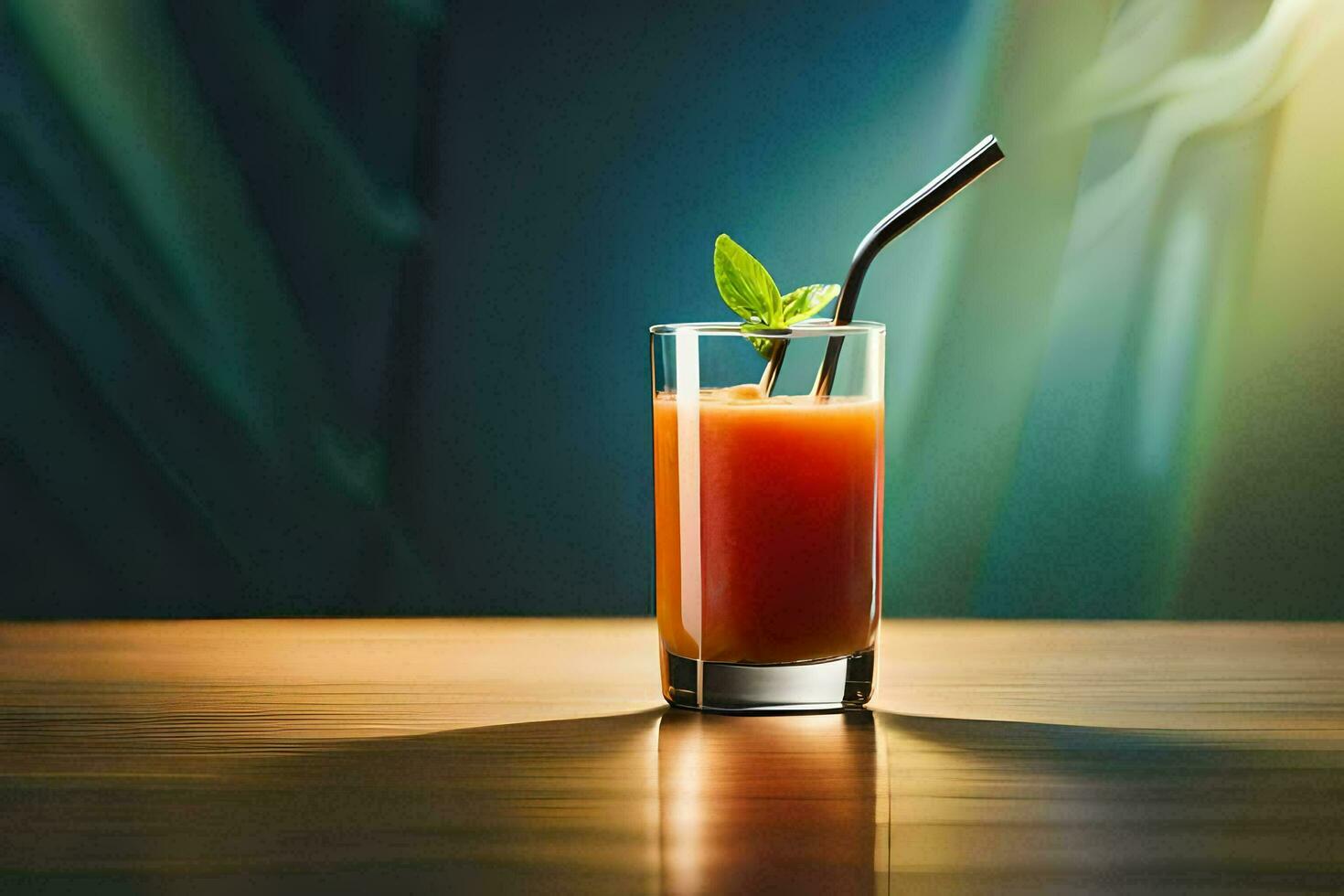 a glass of orange juice with a straw. AI-Generated photo