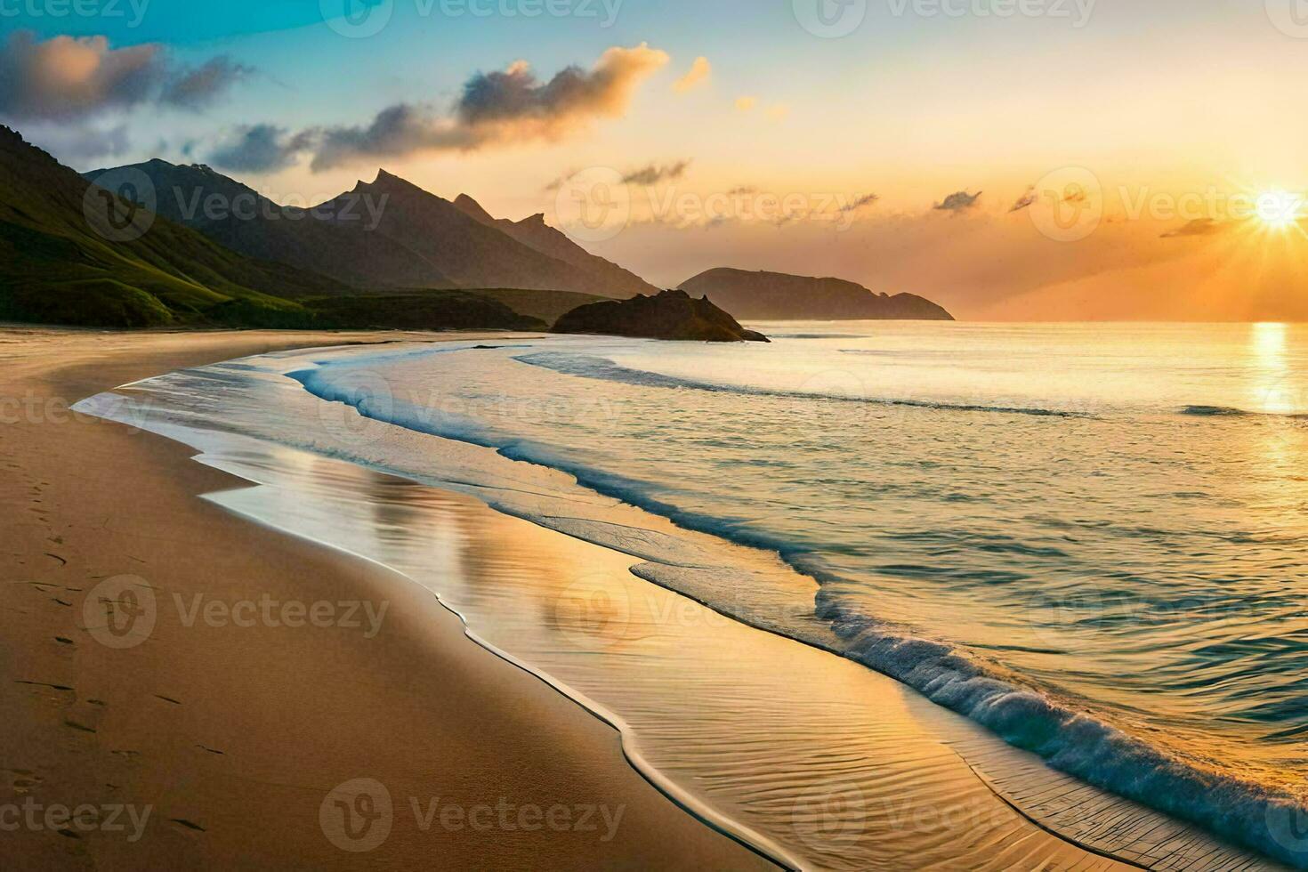 the sun sets on the beach in kauai, hawaii. AI-Generated photo