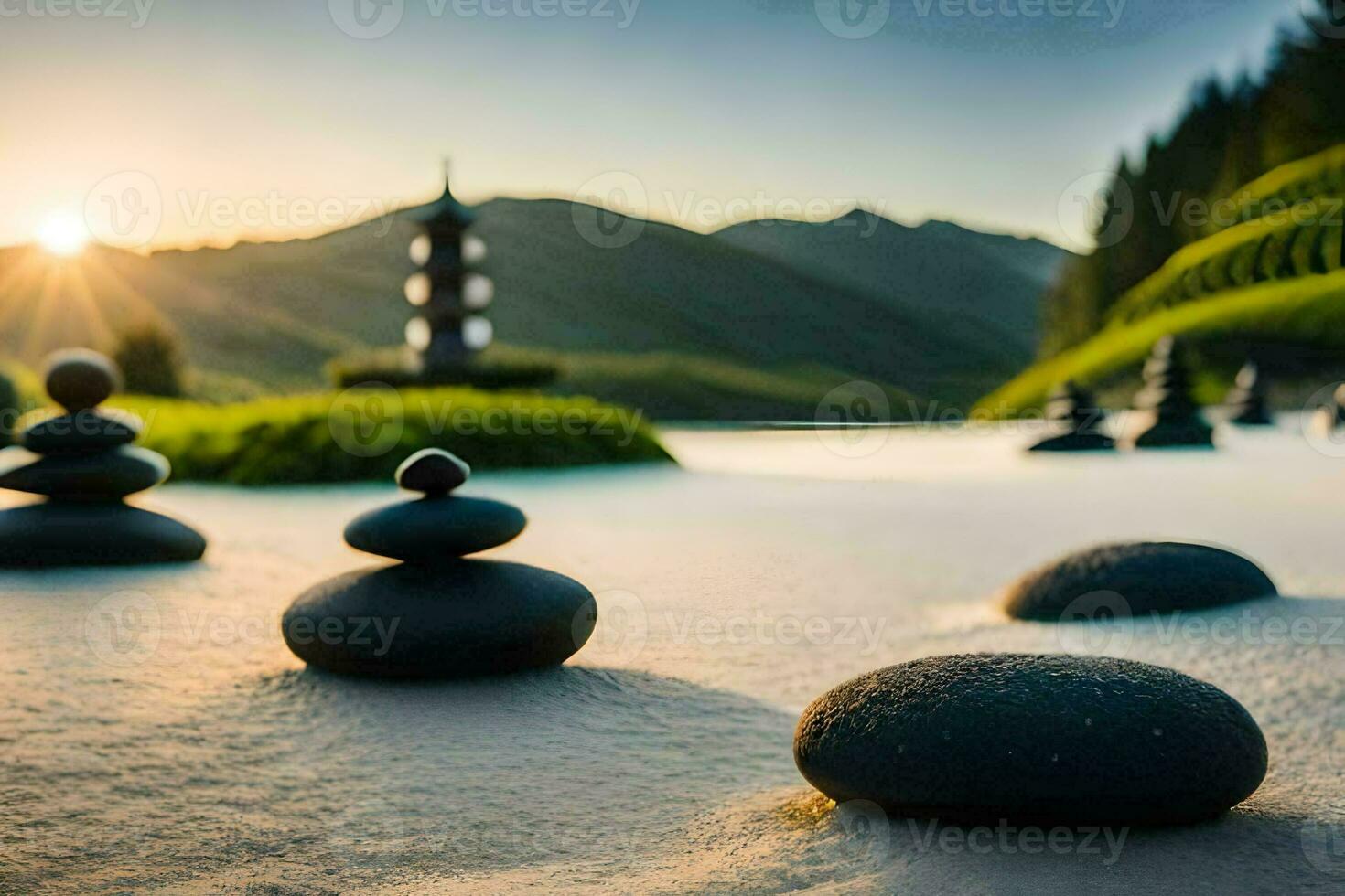 photo wallpaper the sky, mountains, rocks, the sun, the mountains, the rocks, the. AI-Generated