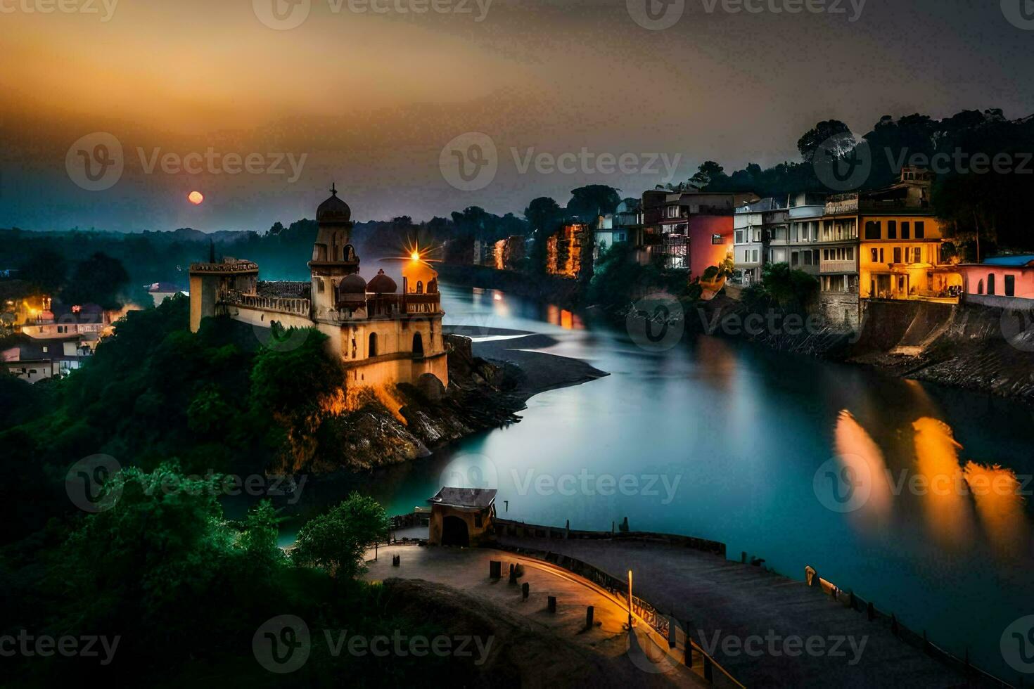 the city of rishikesh, india. AI-Generated photo