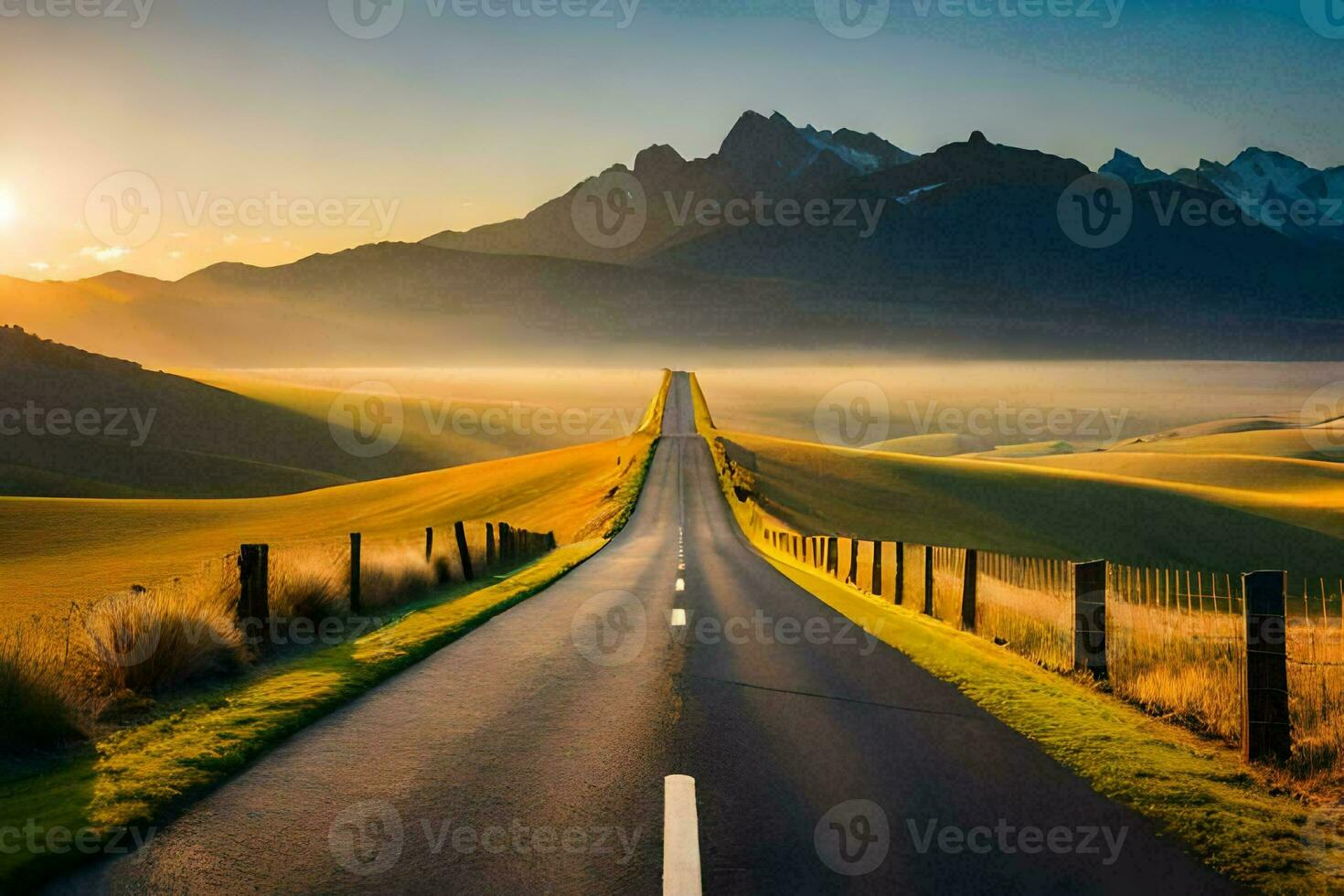 the road to the sun. AI-Generated photo