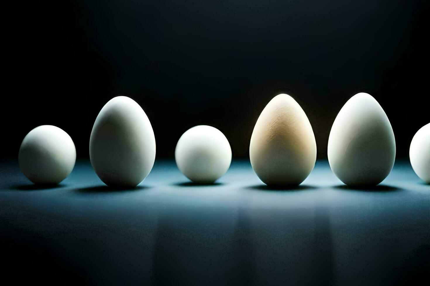five eggs are lined up in a row. AI-Generated photo