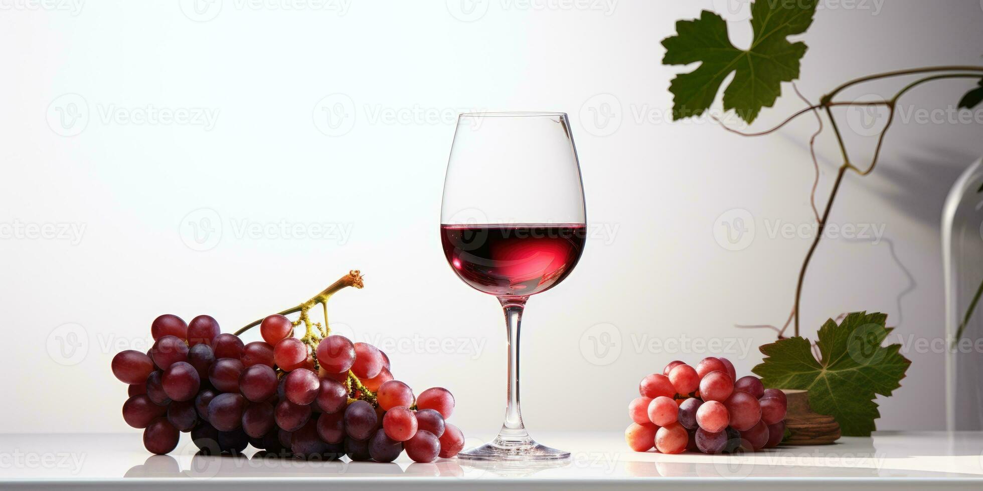 A picture Isolated white background with a Glass of red wine surrounded red grape, AI Generative photo