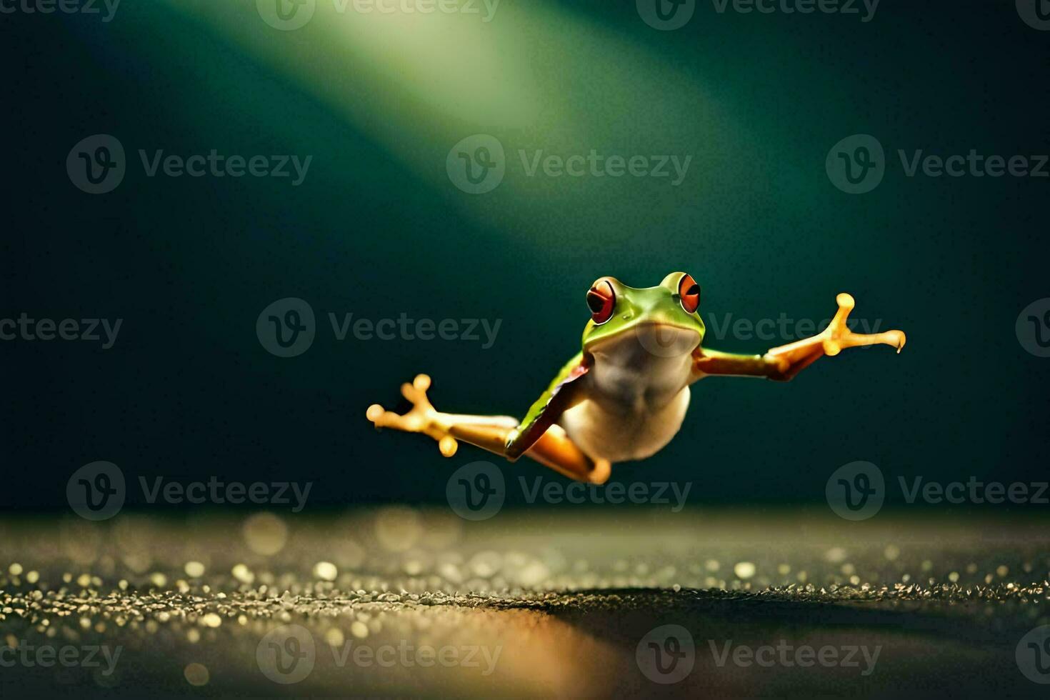a frog jumping in the air. AI-Generated photo