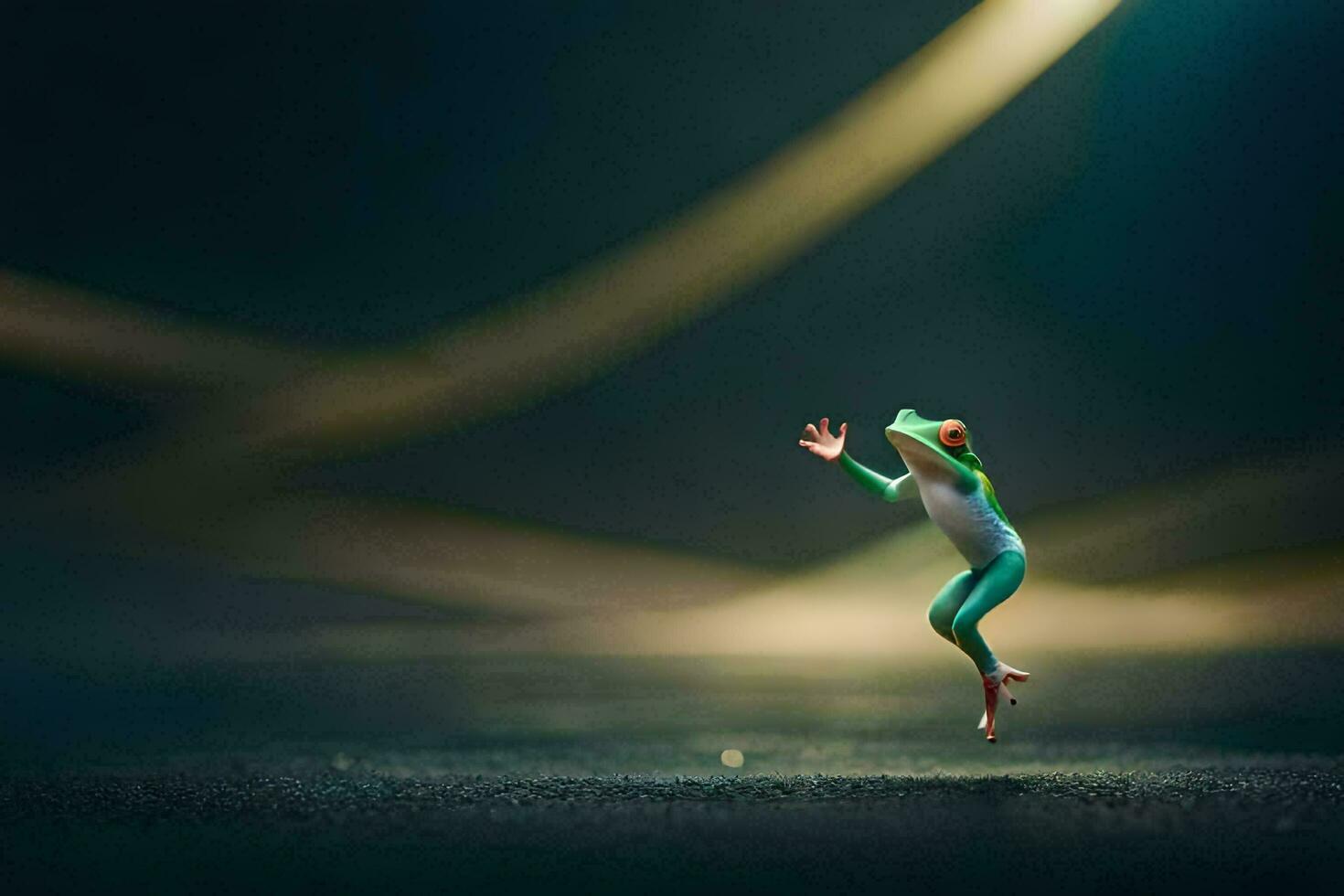 a small frog jumping in the air. AI-Generated photo