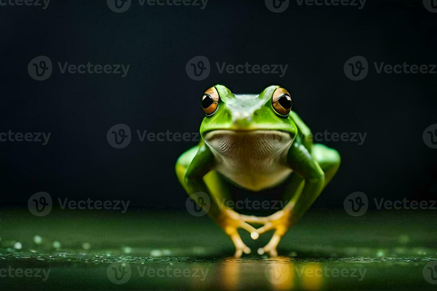 a frog is standing on its hind legs. AI-Generated photo