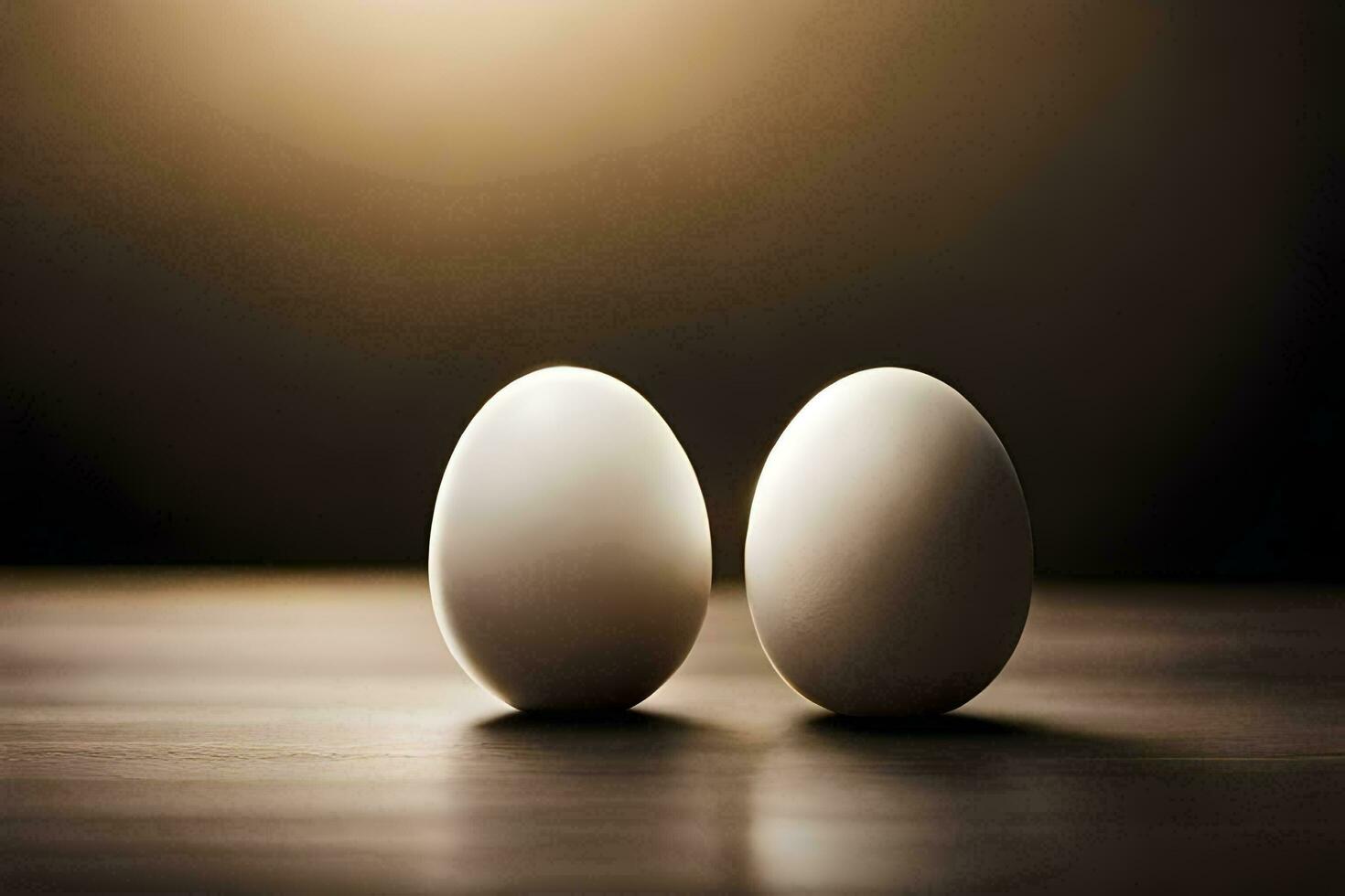dos huevos en un mesa con un ligero detrás a ellos. generado por ai foto