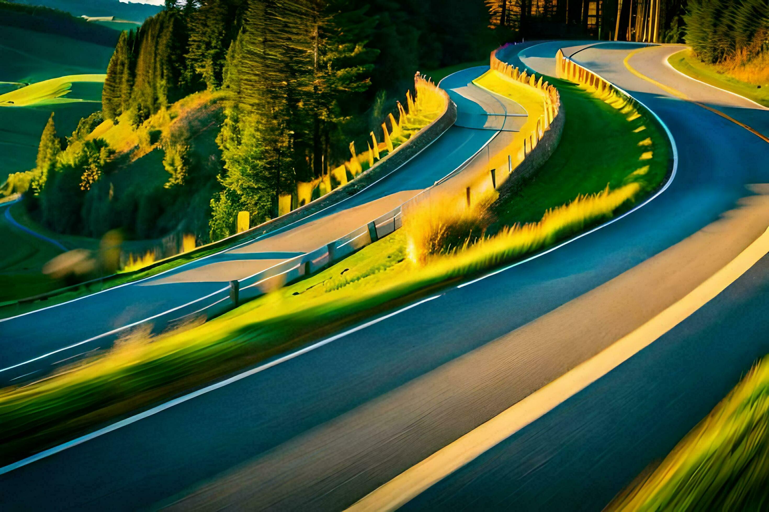 a curve in the road. AI-Generated 33419581 Stock Photo at Vecteezy