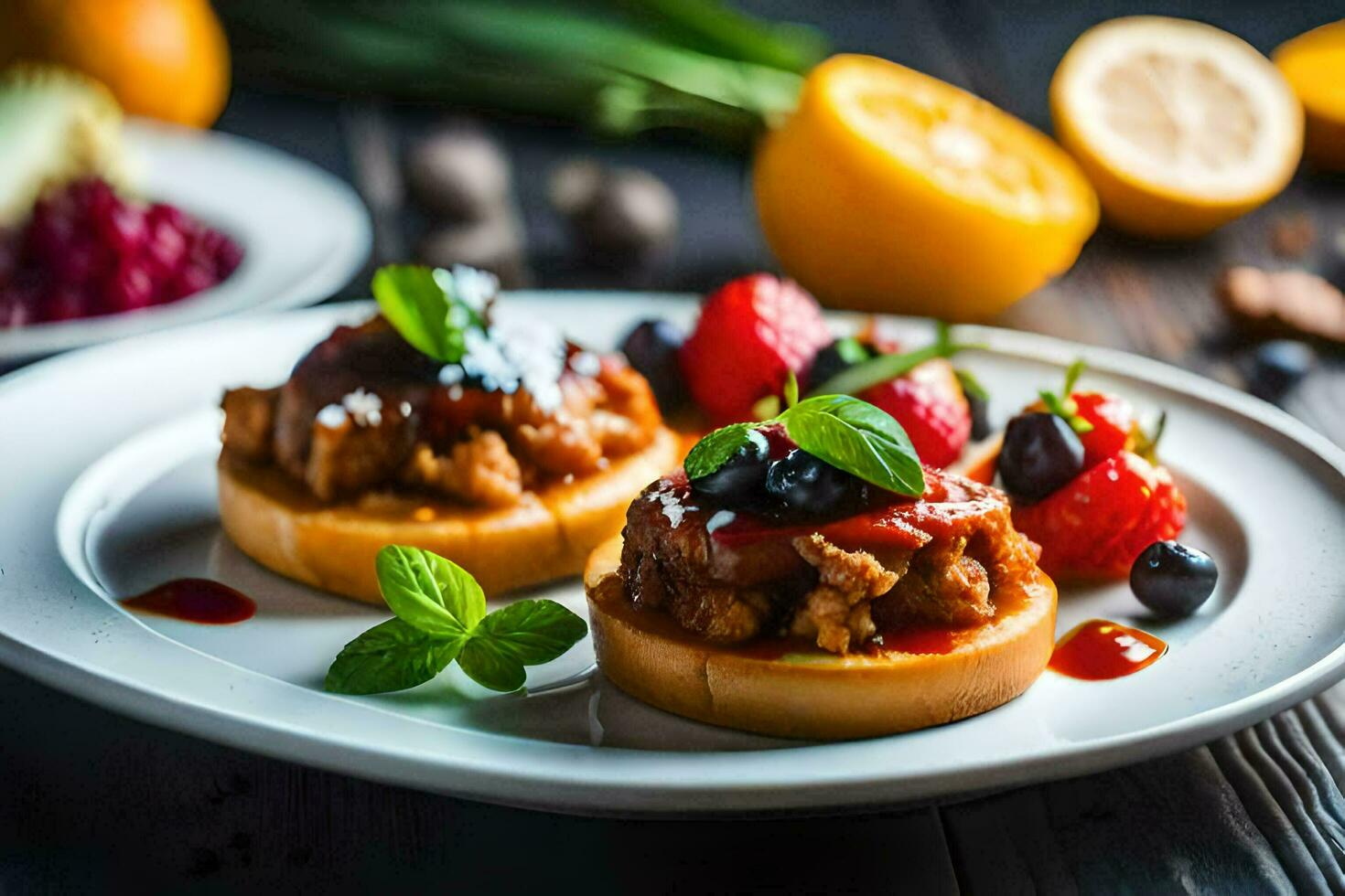 the food is served on a plate with a knife and fork. AI-Generated photo
