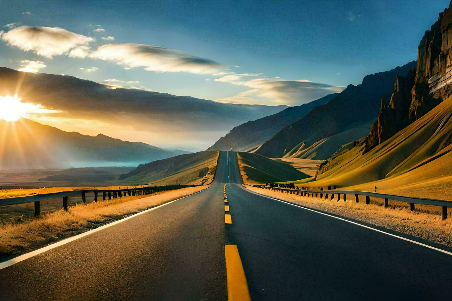 the road to the sun. AI-Generated photo