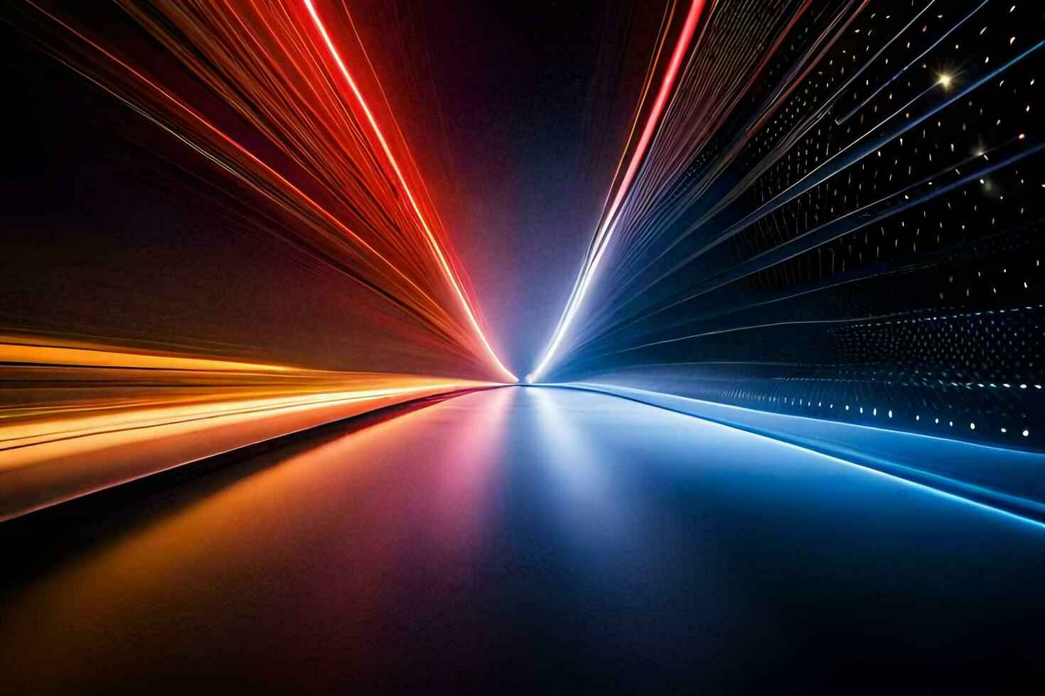 light trails on a road at night. AI-Generated photo