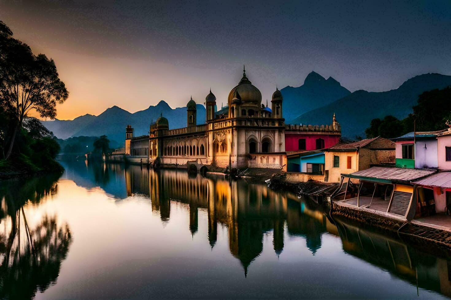 el hermosa palacio de el sultán de India. generado por ai foto