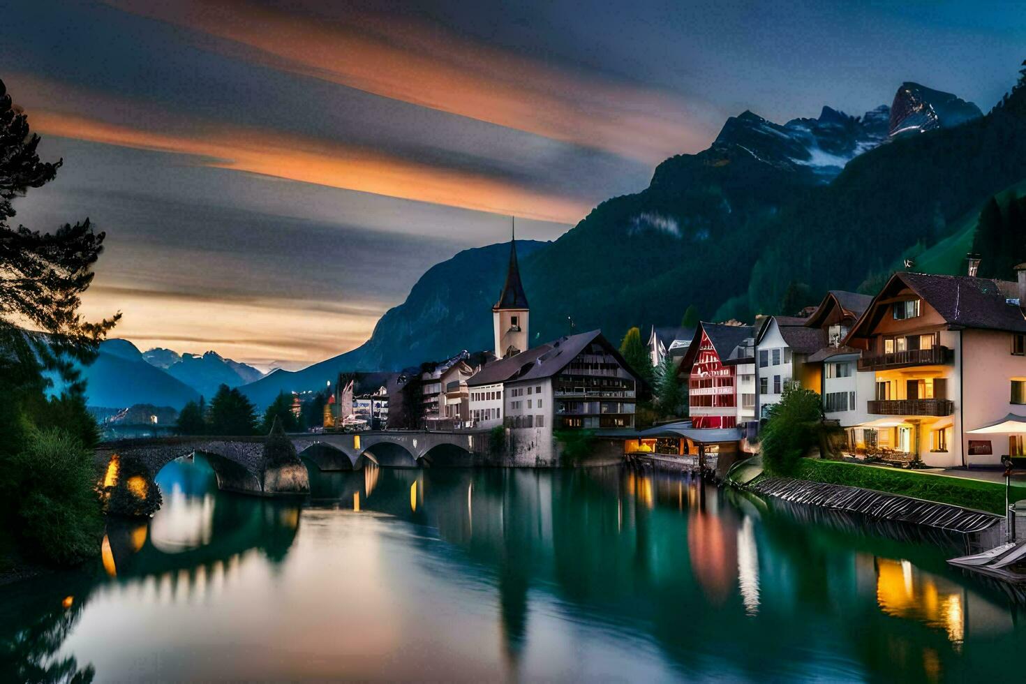 el hermosa pueblo de berna, Suiza. generado por ai foto