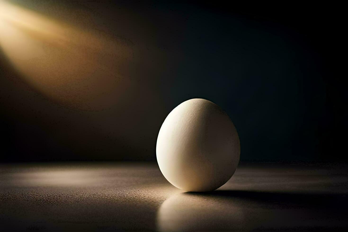 an egg on a table in front of a bright light. AI-Generated photo