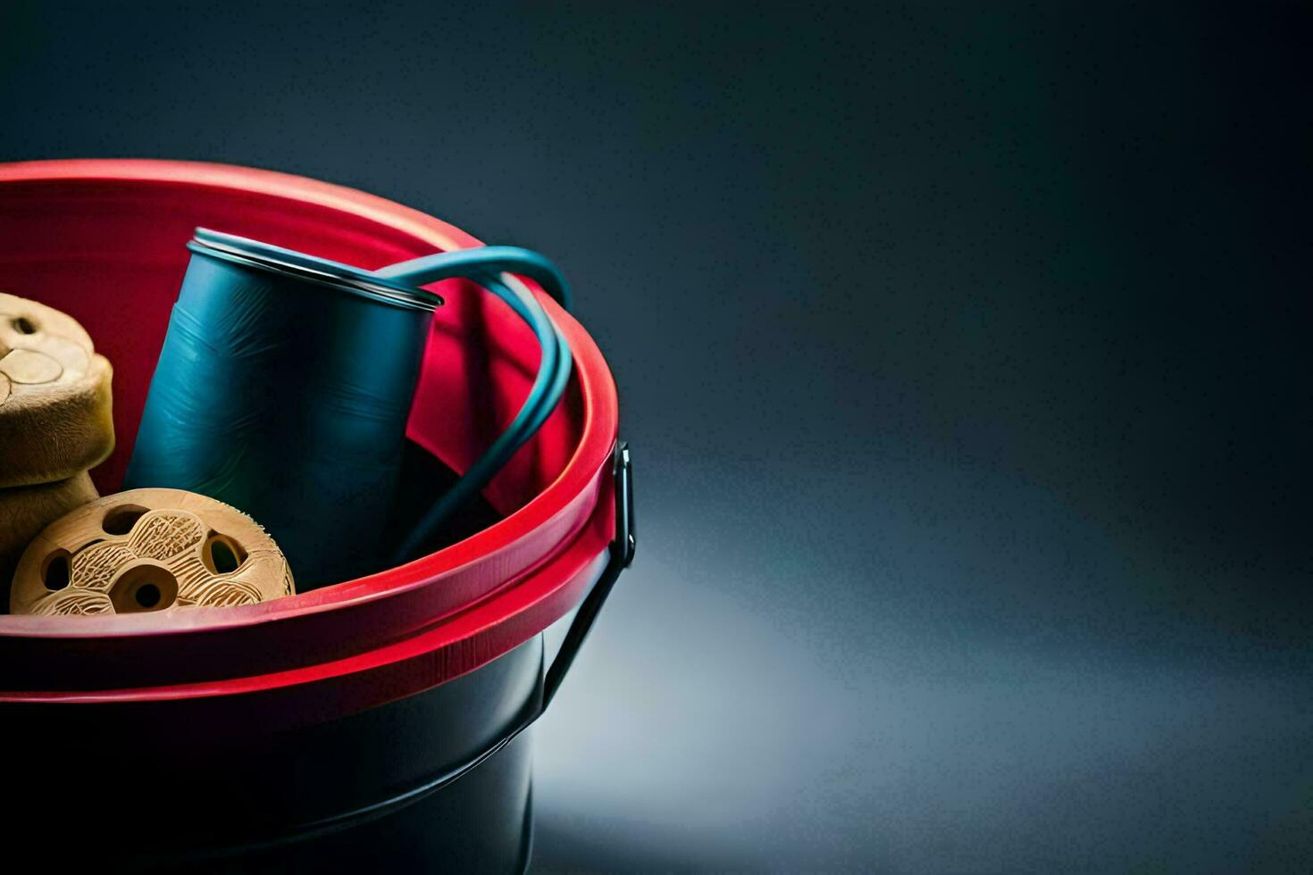 a bucket filled with dog biscuits. AI-Generated photo