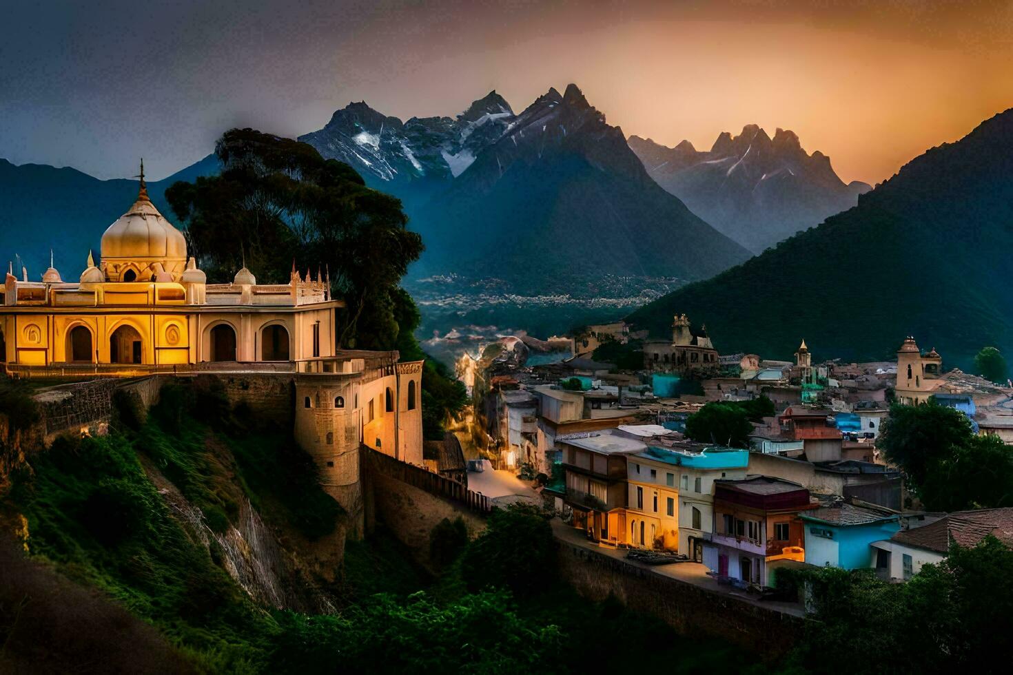 the city of peru at dusk. AI-Generated photo