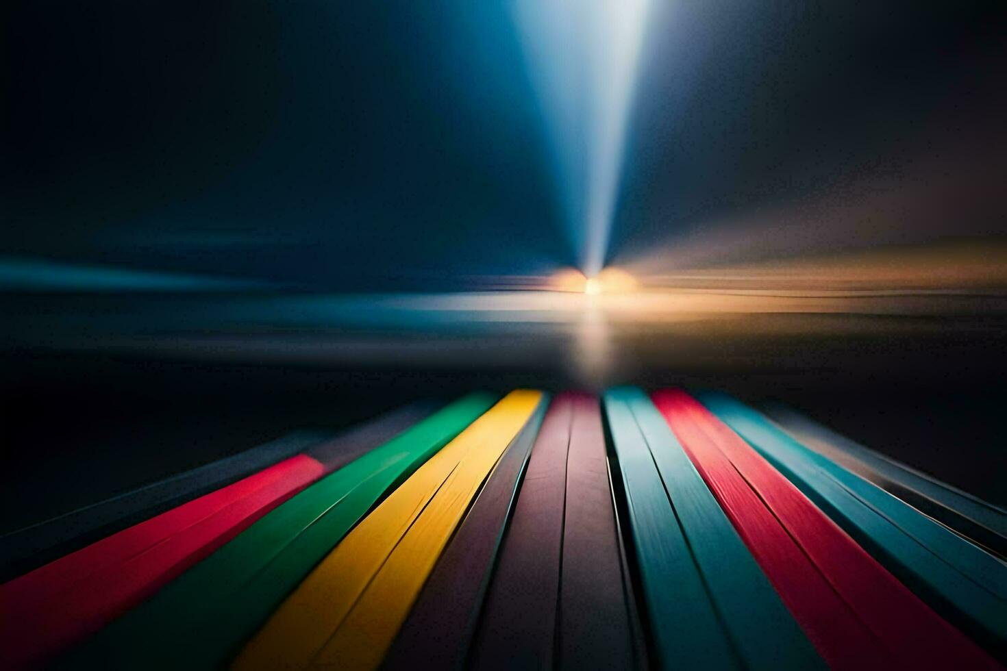 a long exposure photograph of a colorful road. AI-Generated photo