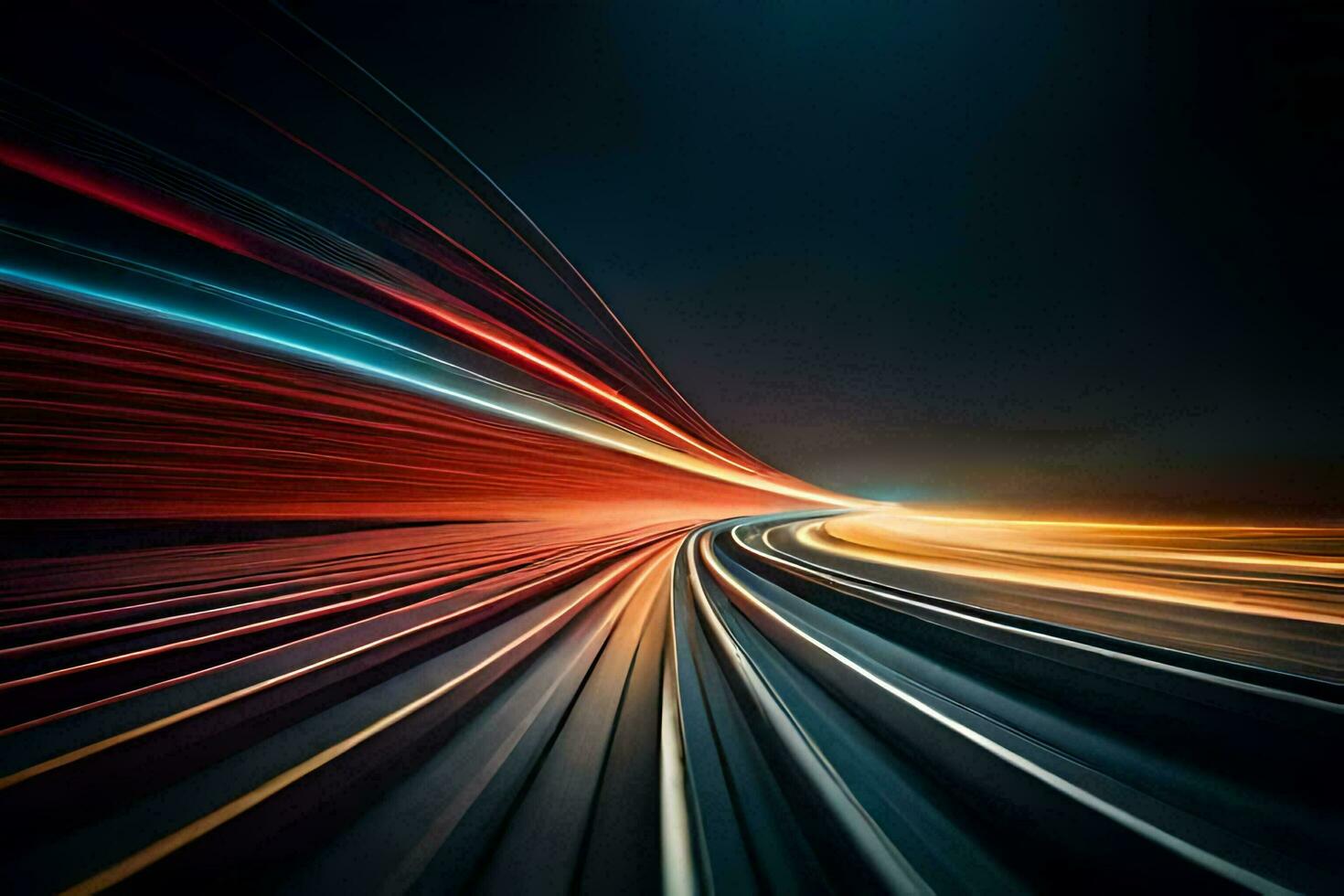 a long exposure photograph of a highway at night. AI-Generated photo