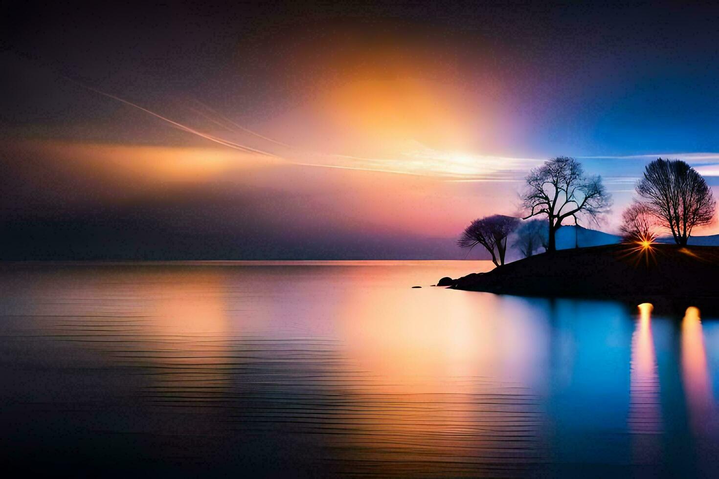 photo wallpaper the sky, trees, water, lake, trees, the sky, trees, the. AI-Generated