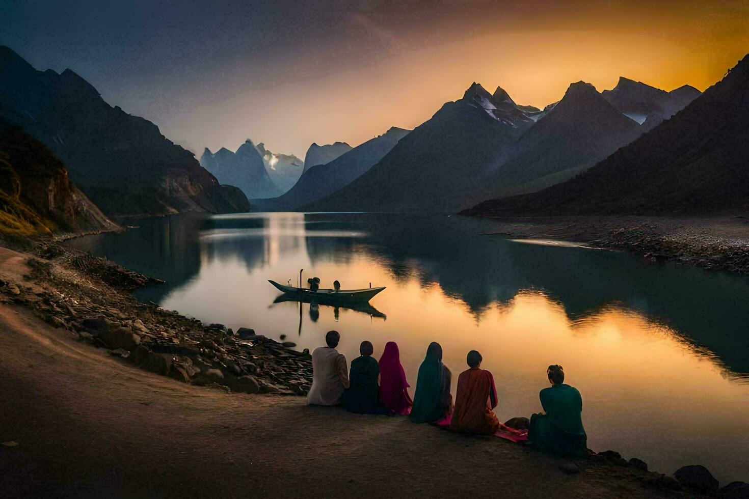 foto fondo de pantalla el cielo, montañas, atardecer, el montañas, el montañas, el montañas, el. generado por ai