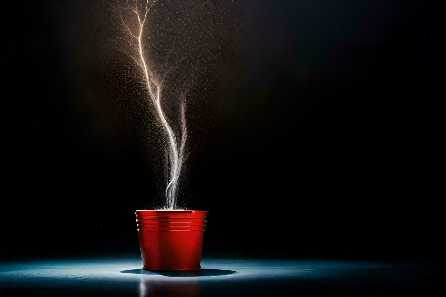 a red cup with smoke coming out of it. AI-Generated photo