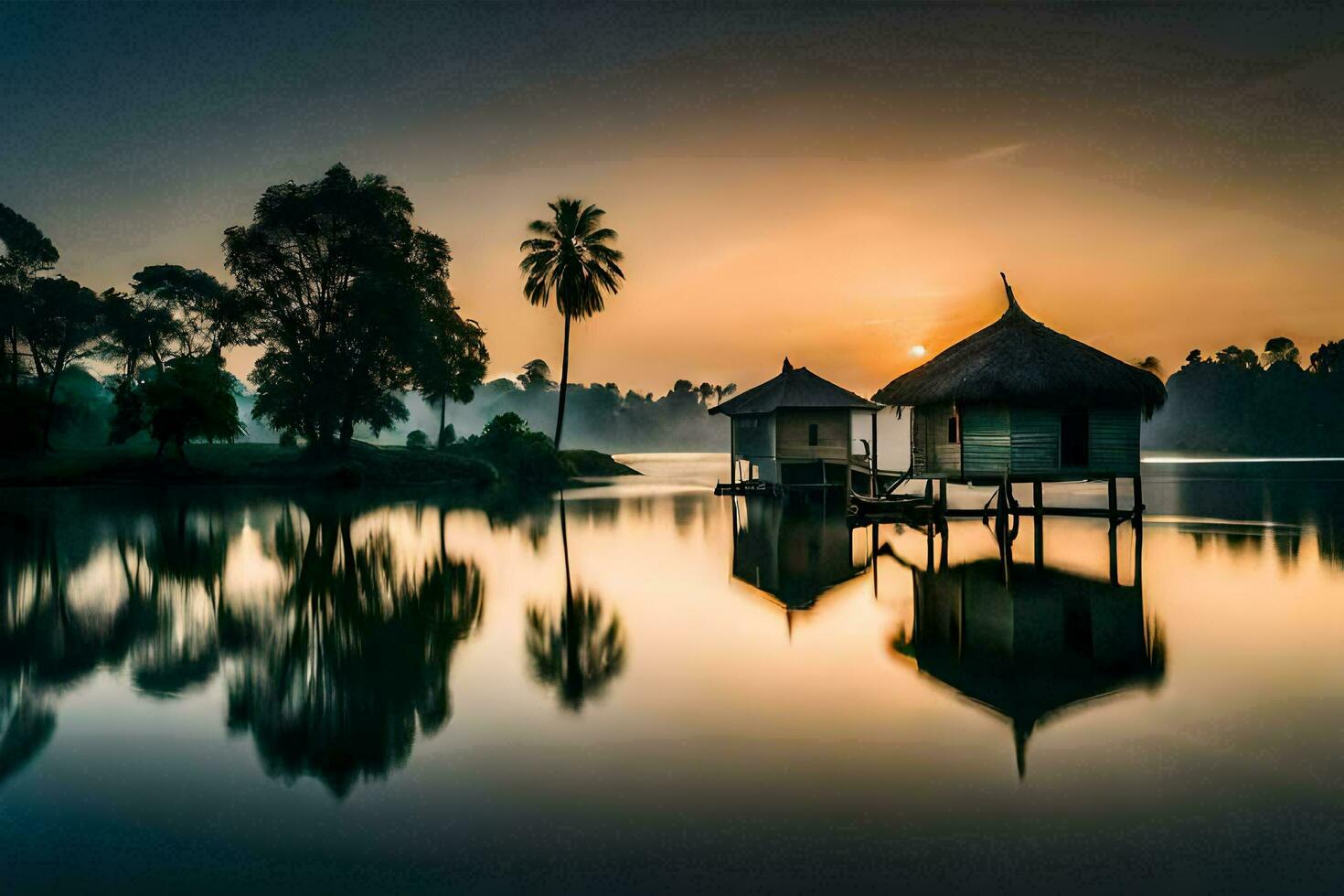 sunset by krishna kumar - nature landscapes water, waterfalls, water, water. AI-Generated photo