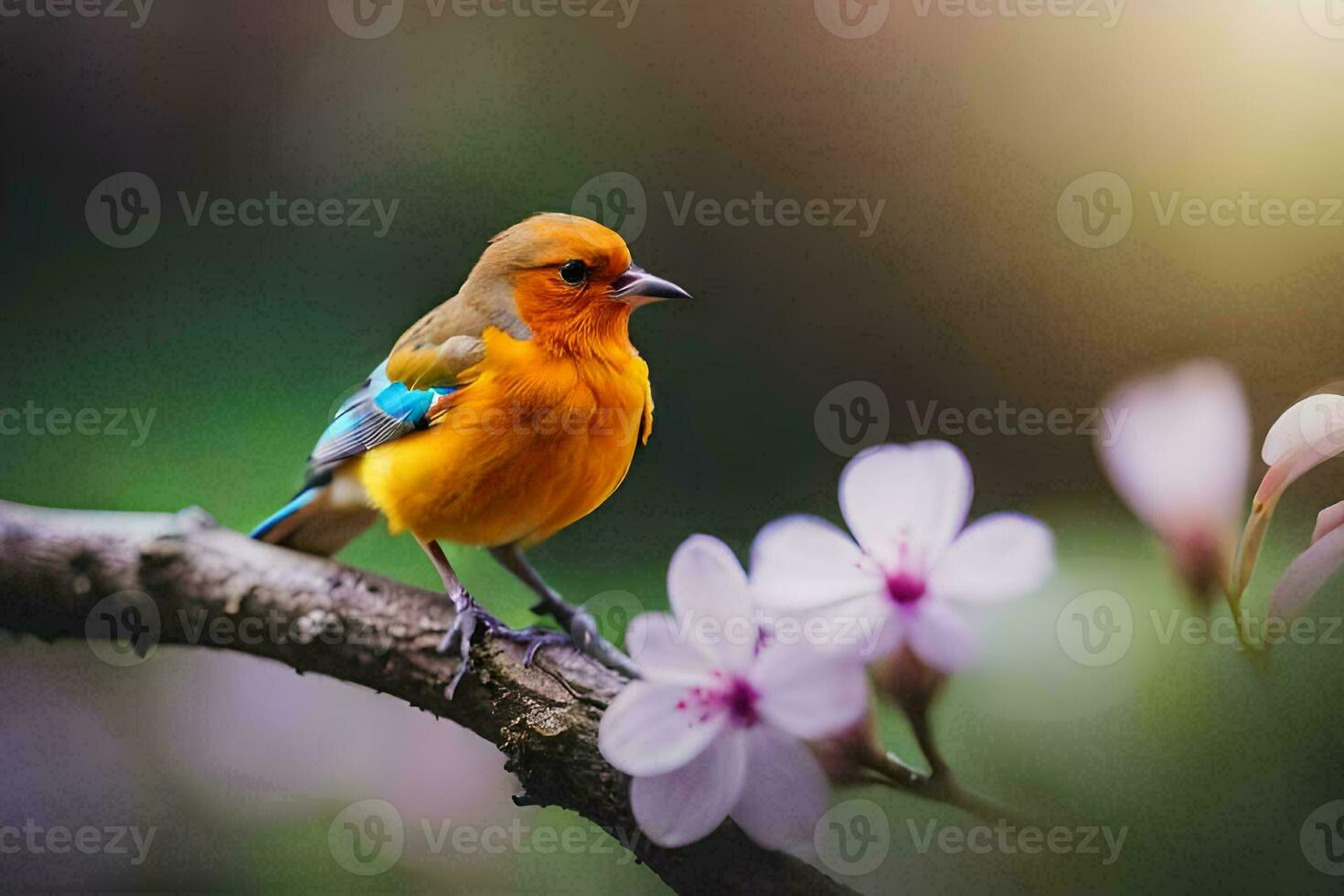 photo wallpaper the bird, flowers, spring, the bird, spring, the bird, spring,. AI-Generated